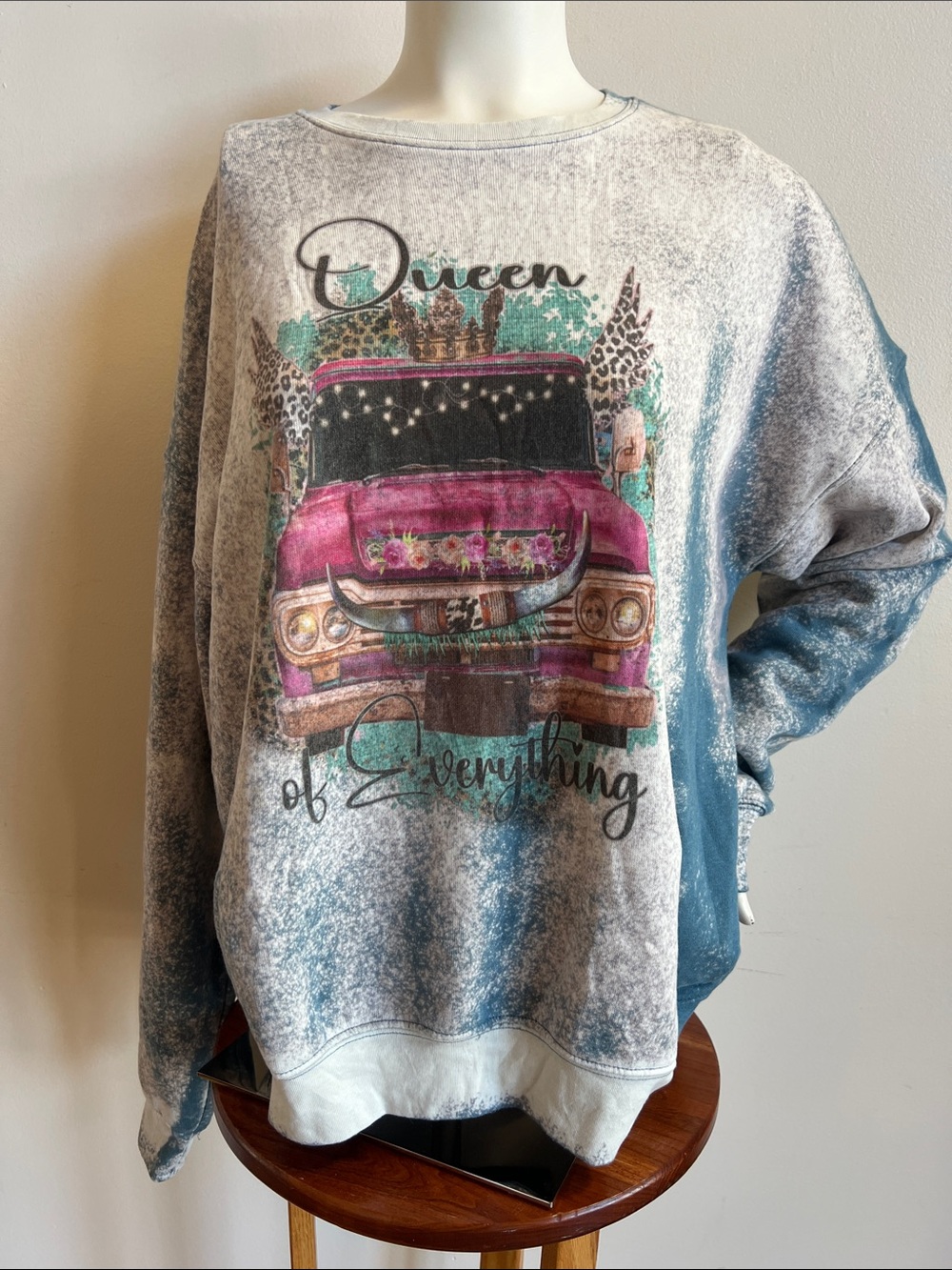 Bella Canvas Pink Truck Graphic Queen Crewneck paint splatter look sweatshirt
